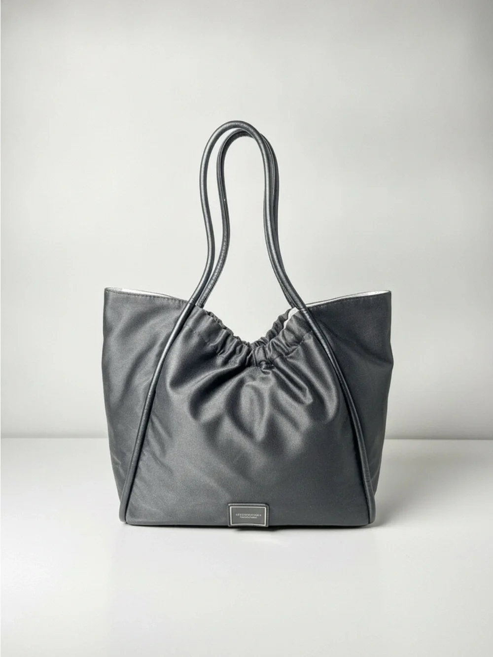 Victoria Secret Purse- Black Gathered Tote Bag with Double Handles